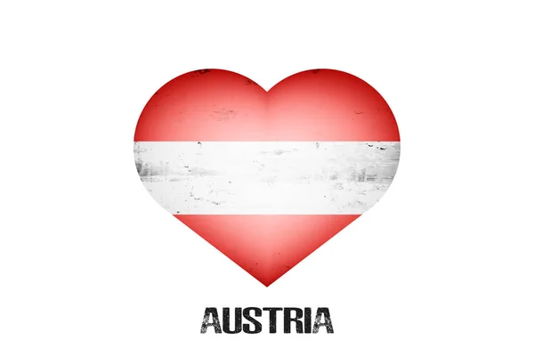 オーストリア国旗の色でハート 孤立した背景に作られた心の形でオーストリアの旗 バレンタインデーのグリーティングカードのデザインパターン ベクターイラスト — ストックベクタ