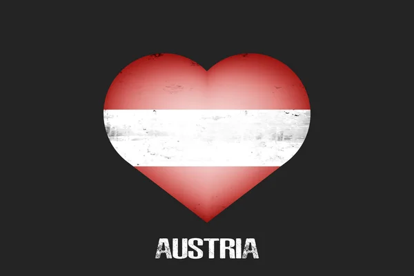 オーストリア国旗の色でハート 孤立した背景に作られた心の形でオーストリアの旗 バレンタインデーのグリーティングカードのデザインパターン ベクターイラスト — ストックベクタ