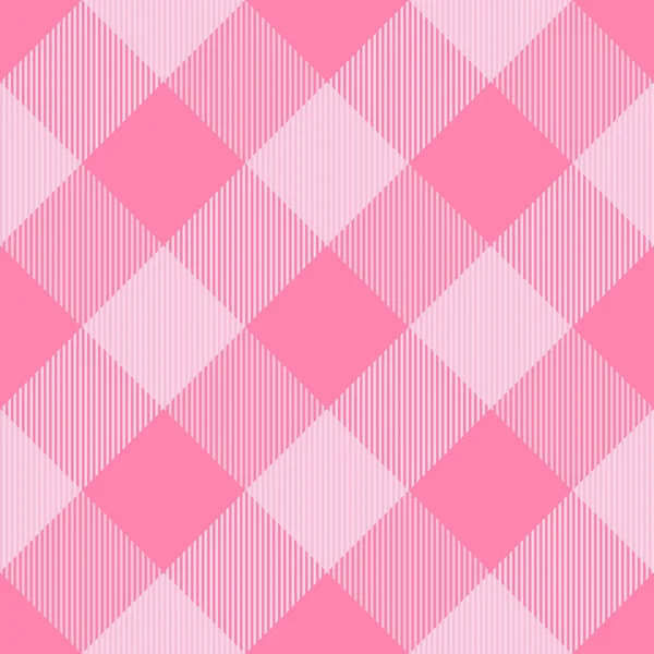 Diagonal Tartán San Valentín Cuadros Patrón Escocés Jaula Rosa Blanca — Vector de stock
