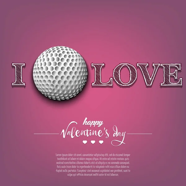 Golfe Bayılırım Sevgililer Günün Kutlu Olsun Tebrik Kartı Logo Amblem — Stok Vektör