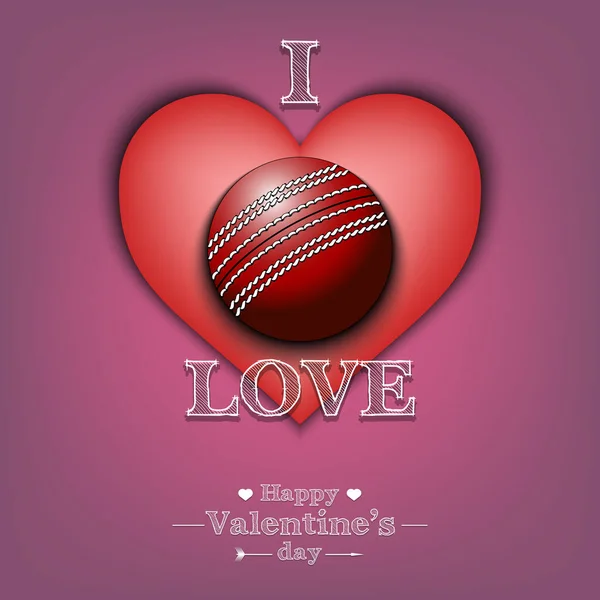 Love Cricket Happy Valentines Day Design Pattern Football Theme Greeting — Stock Vector