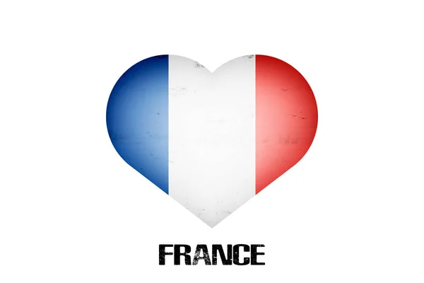 Серце Французького Національного Прапора Прапор Франції Формі Серця Зробленого Ізольованому — стоковий вектор