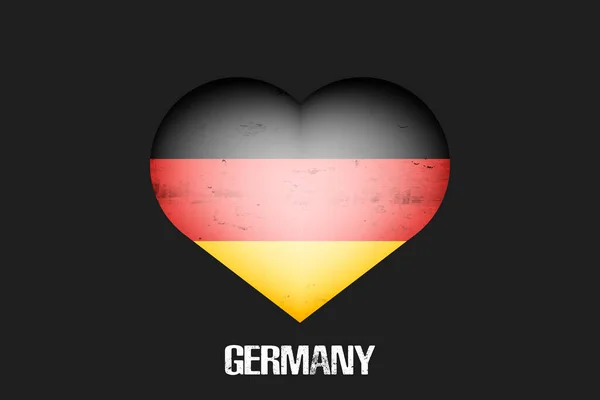 Serce Niemiecką Flagą Narodową Flaga Niemiec Postaci Serca Wykonanego Odosobnionym — Wektor stockowy