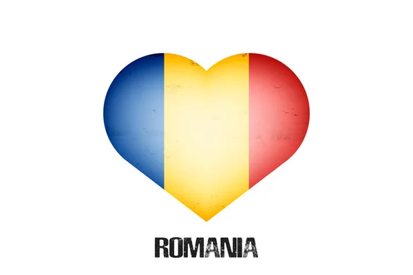 Srdce Romantickou Národní Vlajkou Barvy Rumunská Vlajka Podobě Srdce Vyrobeného — Stockový vektor