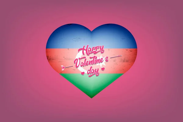 心与天蓝色国旗的颜色 以心脏为形式的阿塞拜疆国旗是在孤立的背景下制作的 情人节贺卡的设计模式 矢量说明 — 图库矢量图片