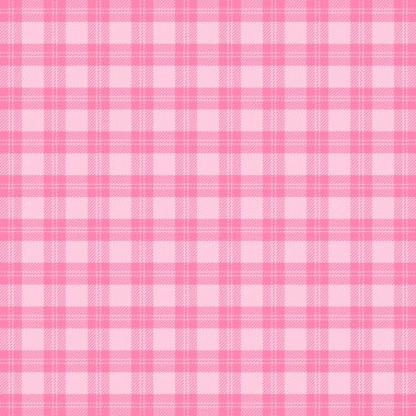 Sevgililer günü ekose kumaşı. Beyaz ve pembe kafesli İskoç deseni. İskoç kafesi. Geleneksel İskoç geçmişi. Kusursuz kumaş dokusu. Vektör illüstrasyonu