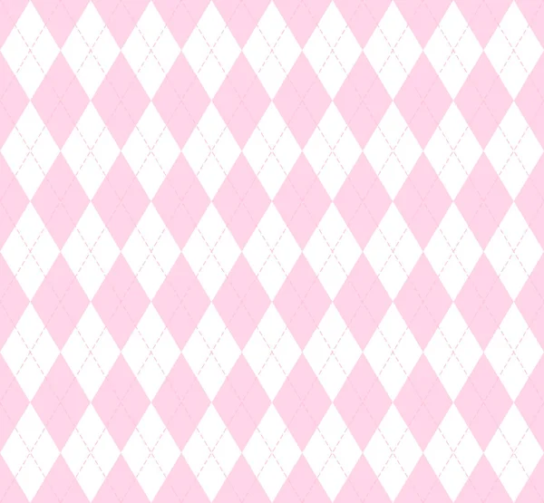 Día San Valentín Argyle Cuadros Patrón Escocés Rombos Rosados Blancos — Vector de stock