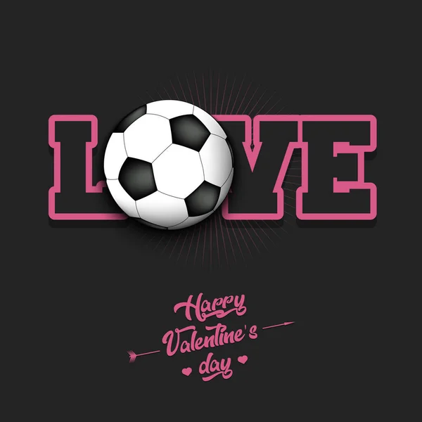 발렌틴스의 사랑과 축구공 엠블럼 포스터 플라이어 배지등을 테마의 디자인 패턴입니다 — 스톡 벡터