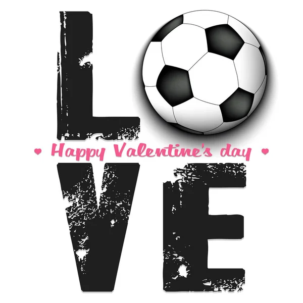 Ευτυχισμένη Μέρα Του Αγίου Βαλεντίνου Αγάπη Και Μπάλα Ποδοσφαίρου Σχεδιασμός — Διανυσματικό Αρχείο