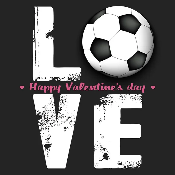 발렌틴스의 사랑과 축구공 엠블럼 포스터 플라이어 배지등을 테마의 디자인 패턴입니다 — 스톡 벡터