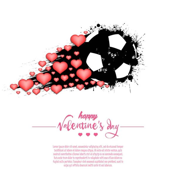 Feliz Día San Valentín Bola Fútbol Abstracta Voladora Hecha Manchas — Archivo Imágenes Vectoriales