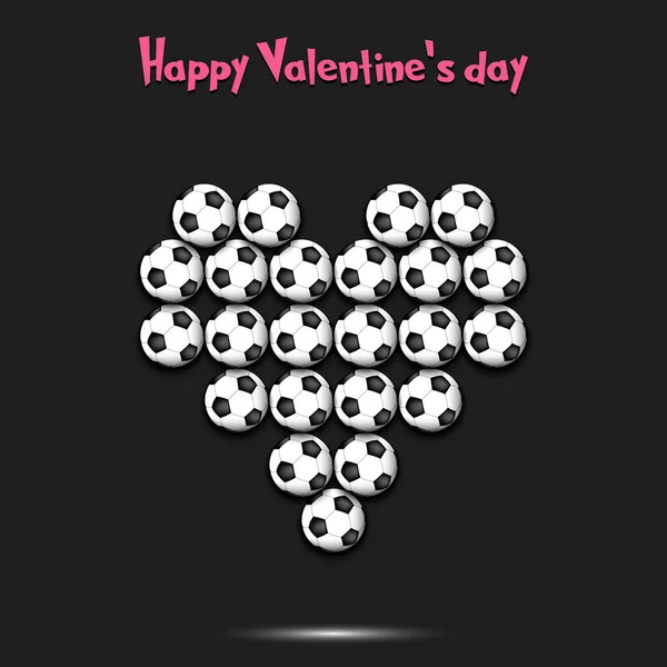 Boldog Valentin Napot Focilabda Formájában Található Szív Tervezési Minta Futball — Stock Vector