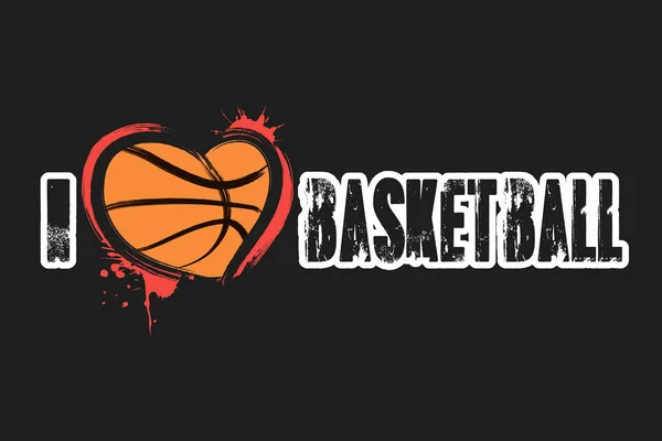 Basketbolu Seviyorum Tebrik Kartı Logo Amblem Afiş Poster Broşür Rozetler — Stok Vektör