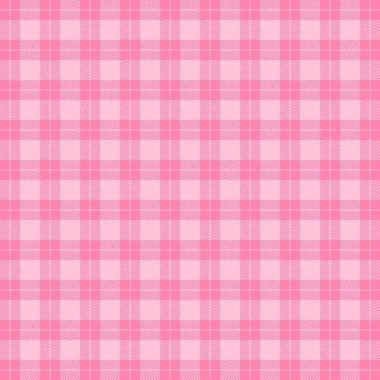 Sevgililer günü ekose kumaşı. Beyaz ve pembe kafesli İskoç deseni. İskoç kafesi. Geleneksel İskoç geçmişi. Kusursuz kumaş dokusu. Vektör illüstrasyonu