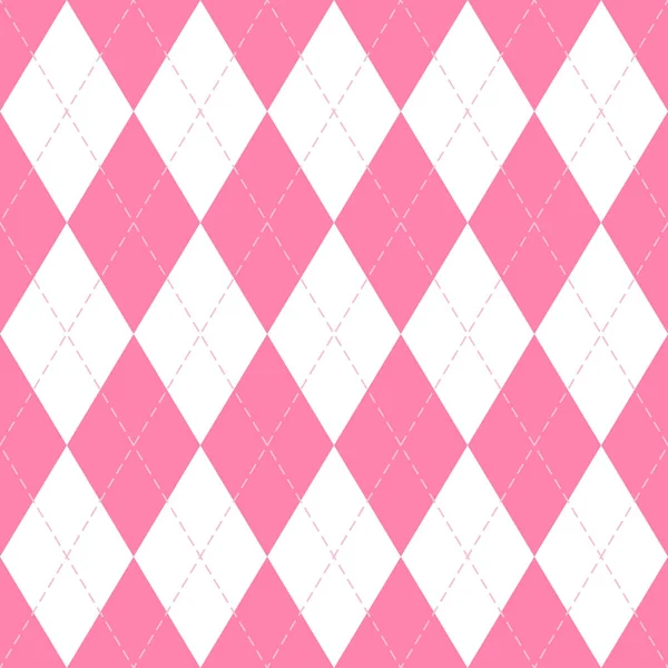 Valentines Day Argyle Plaid Scottish Pattern Pink White Rhombuses Scottish — Stock Vector