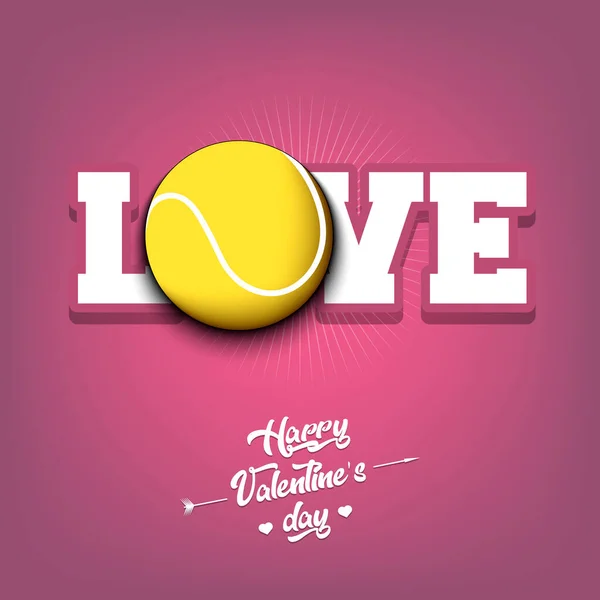 Joyeuse Saint Valentin Amour Balle Tennis Motif Design Sur Thème — Image vectorielle