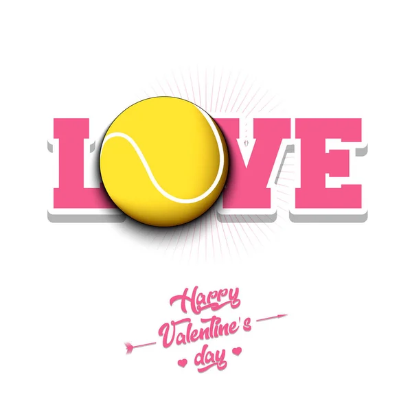 Joyeuse Saint Valentin Amour Balle Tennis Motif Design Sur Thème — Image vectorielle