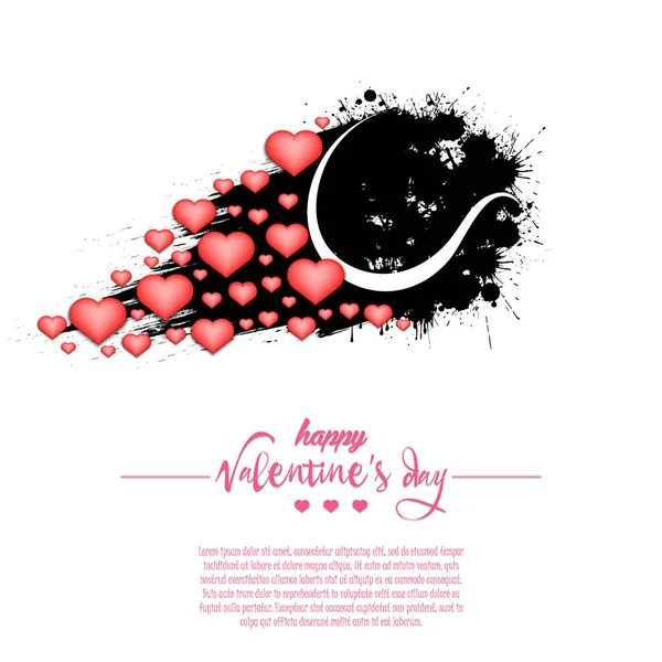 Днем Святого Валентина Летающий Абстрактный Теннисный Мяч Сделанный Блотов Сердец — стоковый вектор