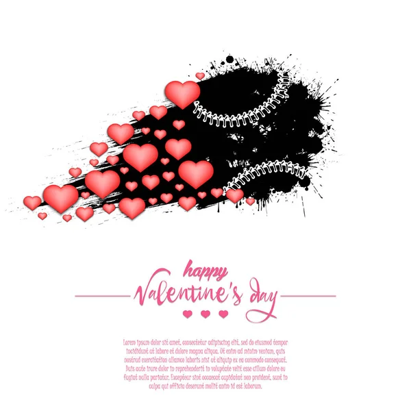 Šťastného Valentýna Létající Abstraktní Baseballový Míček Vyrobený Skvrn Srdcí Mléčnou — Stockový vektor