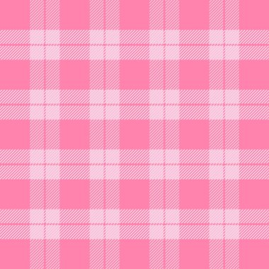 Sevgililer günü ekose kumaşı. Beyaz ve pembe kafesli İskoç deseni. İskoç kafesi. Geleneksel İskoç geçmişi. Kusursuz kumaş dokusu. Vektör illüstrasyonu