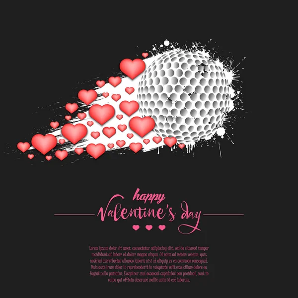 Alles Gute Zum Valentinstag Fliegender Abstrakter Golfball Aus Klecksen Und — Stockvektor