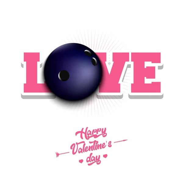 情人节快乐 爱和保龄球 保龄球主题的设计模式为贺卡 矢量说明 — 图库矢量图片