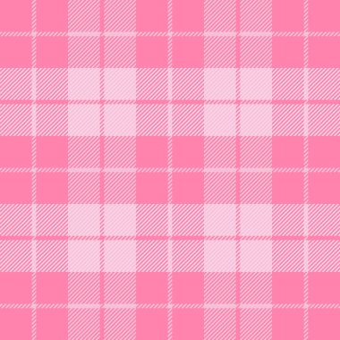Sevgililer günü ekose kumaşı. Beyaz ve pembe kafesli İskoç deseni. İskoç kafesi. Geleneksel İskoç geçmişi. Kusursuz kumaş dokusu. Vektör illüstrasyonu