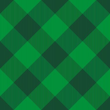 Aziz Patrick Günü dioganal tartan ekose. İskoç desenli yeşil ve koyu yeşil kafes. İskoç kafesi. Geleneksel İskoç geçmişi. Kusursuz kumaş dokusu. Vektör illüstrasyonu
