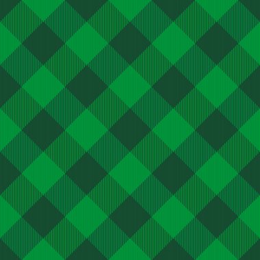 Aziz Patrick Günü dioganal tartan ekose. İskoç desenli yeşil ve koyu yeşil kafes. İskoç kafesi. Geleneksel İskoç geçmişi. Kusursuz kumaş dokusu. Vektör illüstrasyonu