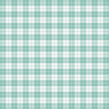 Paskalya Tartan ekoseli. Yeşil ve beyaz kafeste İskoç deseni. İskoç kafesi. Geleneksel İskoç geçmişi. Kusursuz kumaş dokusu. Vektör illüstrasyonu