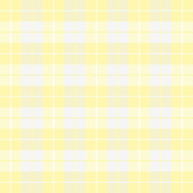 Paskalya Tartan ekoseli. Sarı ve beyaz kafeste İskoç deseni. İskoç kafesi. Geleneksel İskoç geçmişi. Kusursuz kumaş dokusu. Vektör illüstrasyonu