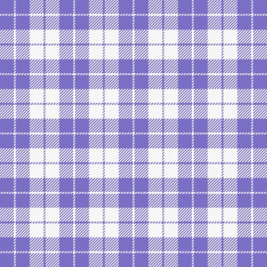 Paskalya Tartan ekoseli. İskoç desenli menekşe ve beyaz kafes. İskoç kafesi. Geleneksel İskoç geçmişi. Kusursuz kumaş dokusu. Vektör illüstrasyonu