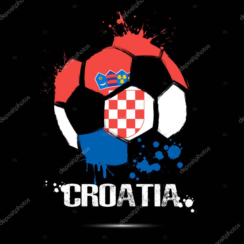Abstract soccer ball with Croatian national flag colors. Flag of Croatia in the form of a soccer ball made on an isolated background. Football championship banner. Vector illustration