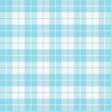 Paskalya Tartan ekoseli. Mavi ve beyaz kafeste İskoç deseni. İskoç kafesi. Geleneksel İskoç geçmişi. Kusursuz kumaş dokusu. Vektör illüstrasyonu