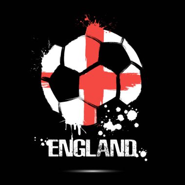 İngiliz ulusal bayrağı renginde soyut futbol topu. İzole bir arka planda yapılmış bir futbol topu şeklinde İngiltere bayrağı. Futbol şampiyonası afişi. Vektör illüstrasyonu