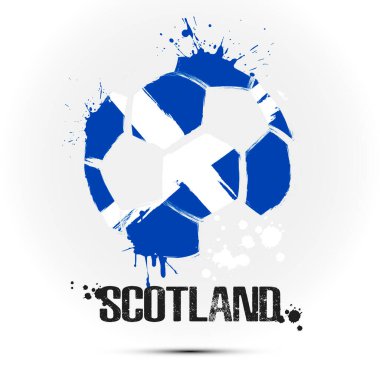 İskoç ulusal bayrağı renginde soyut futbol topu. İzole bir arka planda yapılmış futbol topu şeklinde İskoçya bayrağı. Futbol şampiyonası afişi. Vektör illüstrasyonu