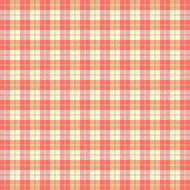 Paskalya Tartan ekoseli. Kırmızı ve sarı kafeste İskoç deseni. İskoç kafesi. Geleneksel İskoç geçmişi. Kusursuz kumaş dokusu. Vektör illüstrasyonu