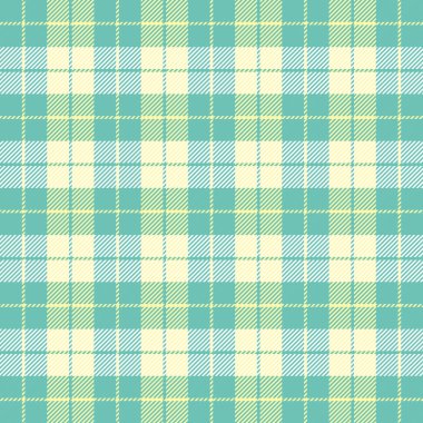 Paskalya Tartan ekoseli. Yeşil ve sarı kafesli İskoç deseni. İskoç kafesi. Geleneksel İskoç geçmişi. Kusursuz kumaş dokusu. Vektör illüstrasyonu