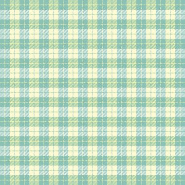 Paskalya Tartan ekoseli. Yeşil ve sarı kafesli İskoç deseni. İskoç kafesi. Geleneksel İskoç geçmişi. Kusursuz kumaş dokusu. Vektör illüstrasyonu