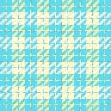 Paskalya Tartan ekoseli. Mavi ve sarı kafesli İskoç deseni. İskoç kafesi. Geleneksel İskoç geçmişi. Kusursuz kumaş dokusu. Vektör illüstrasyonu