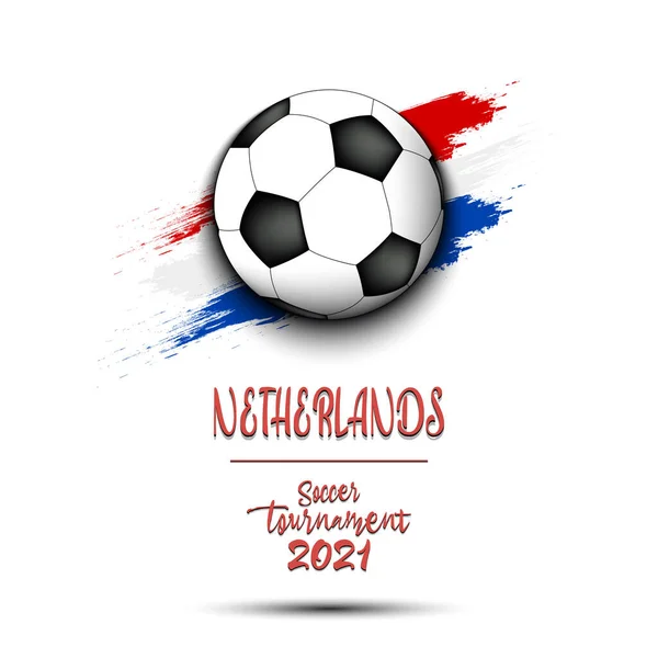 Voetbaltoernooi 2021 Voetbal Achtergrond Van Nederlandse Vlag Design Patroon Het — Stockvector