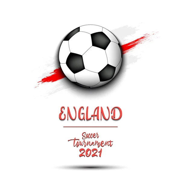 Torneo Calcio 2021 Pallone Calcio Sullo Sfondo Della Bandiera Inglese — Vettoriale Stock