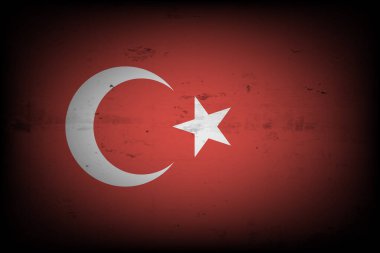 Ulusal Türkiye bayrağı. Klasik arka plan. Grunge dokusu. Bayrak tasarım modeli. Vektör illüstrasyonu