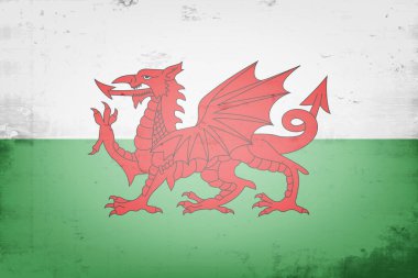 Ulusal Galler bayrağı. Klasik arka plan. Grunge dokusu. Bayrak tasarım modeli. Vektör illüstrasyonu