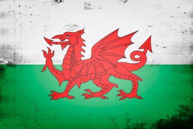 Ulusal Galler bayrağı. Klasik arka plan. Grunge dokusu. Bayrak tasarım modeli. Vektör illüstrasyonu