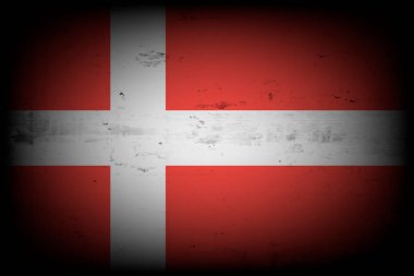 Danimarka bayrağı. Klasik arka plan. Grunge dokusu. Bayrak tasarım modeli. Vektör illüstrasyonu