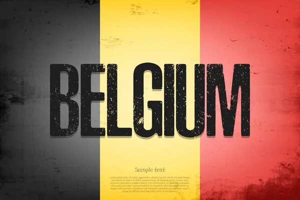Bendera Nasional Belgia Latar Belakang Antik Tekstur Grunge Pola Desain - Stok Vektor