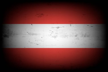 Avusturya bayrağı. Klasik arka plan. Grunge dokusu. Bayrak tasarım modeli. Vektör illüstrasyonu