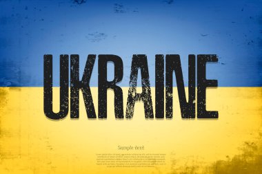 Ukrayna bayrağı. Klasik arka plan. Grunge dokusu. Bayrak tasarım modeli. Vektör illüstrasyonu