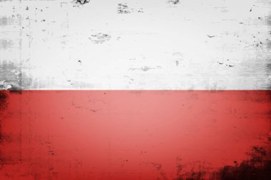 Polonya bayrağı. Klasik arka plan. Grunge dokusu. Bayrak tasarım modeli. Vektör illüstrasyonu